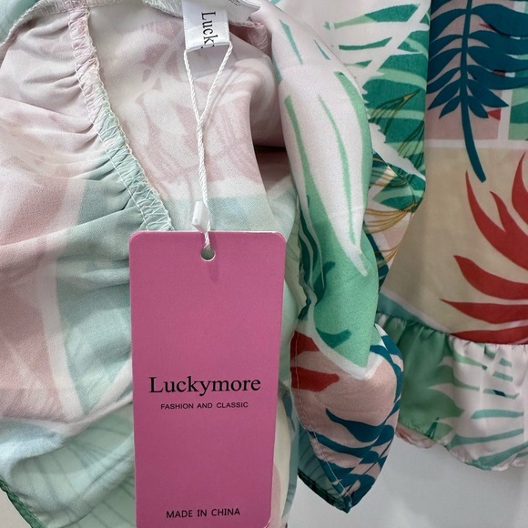 Tropical Leaf Print Bathing Suite Cover Up - Picture 3 of 12